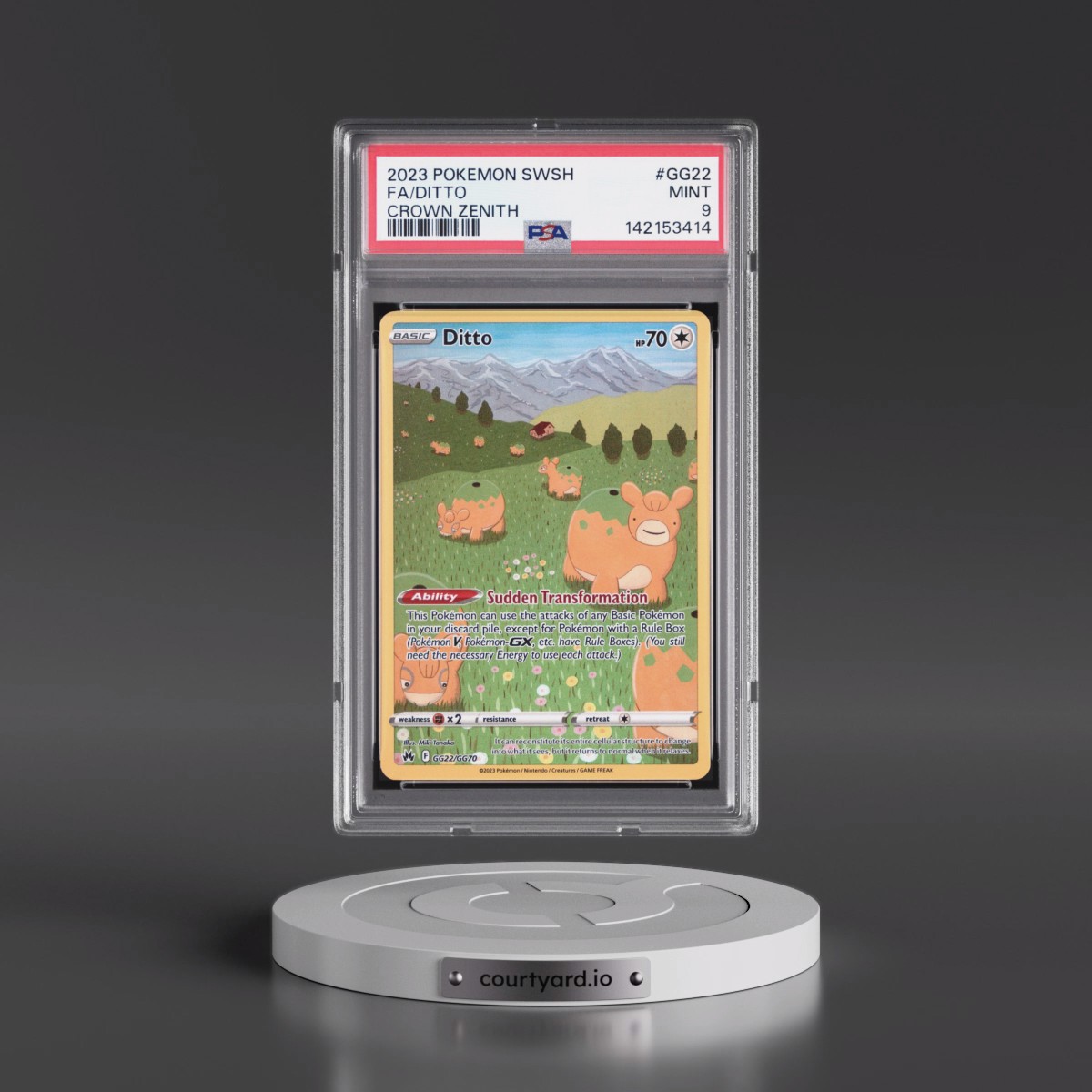 2023 Pokémon Sword and Shield Crown Zenith #GG22 Ditto - Full Art (PSA 9 MINT)