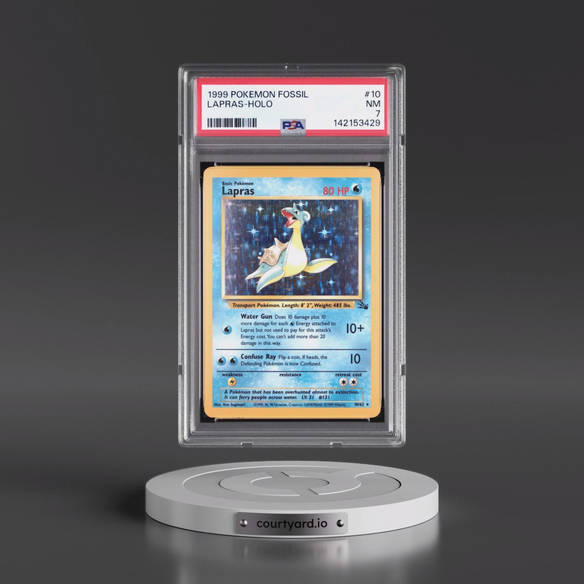 1999 Pokémon Fossil #10 Lapras - Holo (PSA 7 NM)