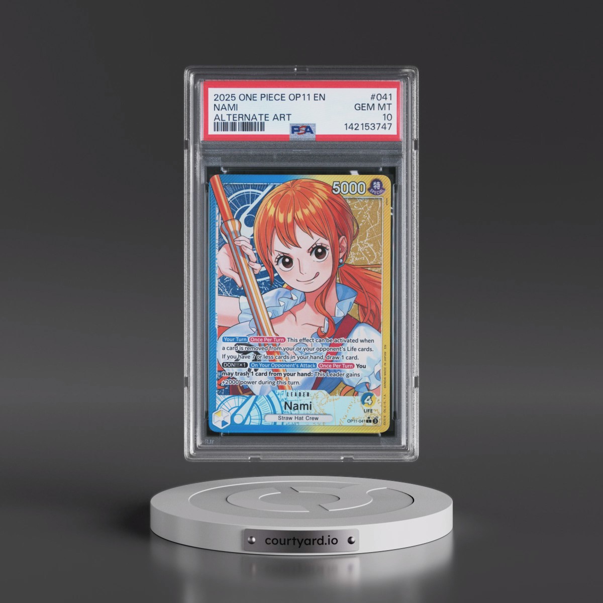 2025 One Piece OP11-A Fist of Divine Speed #041 Nami - Alternate Art (PSA 10 GEM MINT)