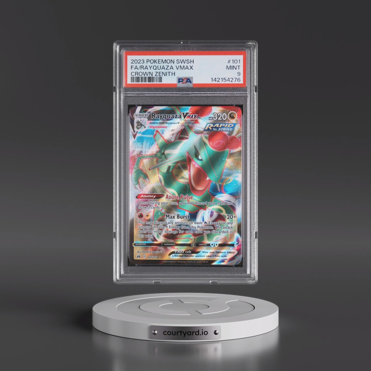 2023 Pokémon Sword and Shield Crown Zenith #101 Rayquaza Vmax - Full Art (PSA 9 MINT)