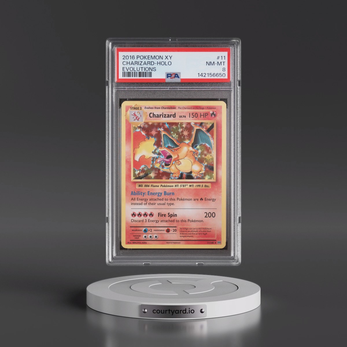 2016 Pokémon XY Evolutions #11 Charizard - Holo (PSA 8 NM-MT)