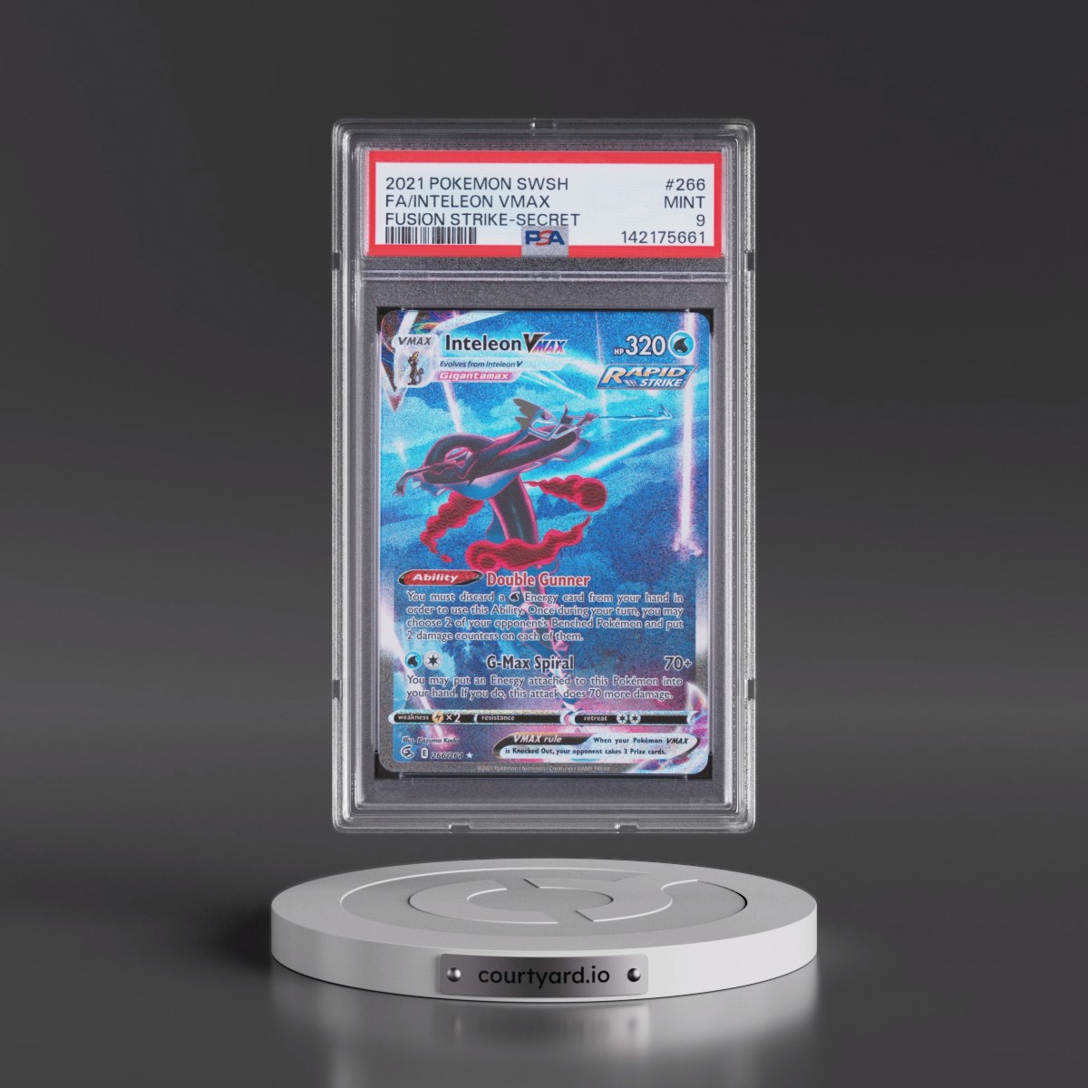 2021 Pokémon Sword & Shield Fusion Strike #266 Inteleon Vmax - Full Art Secret (PSA 9 MINT)