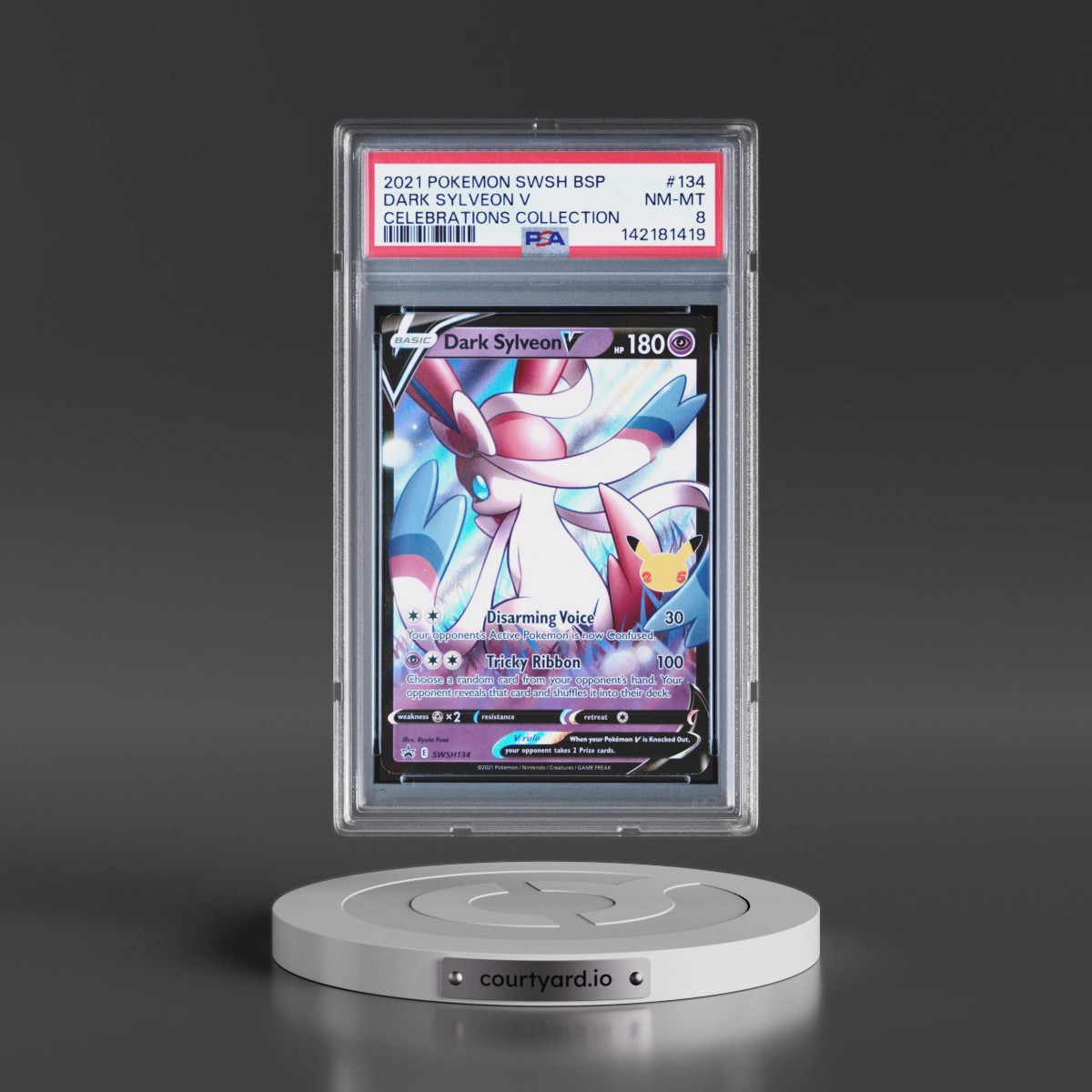 2021 Pokémon Swsh Black Star Promo #134 Dark Sylveon V - Holo Celebrations Collection (PSA 8 NM-MT)