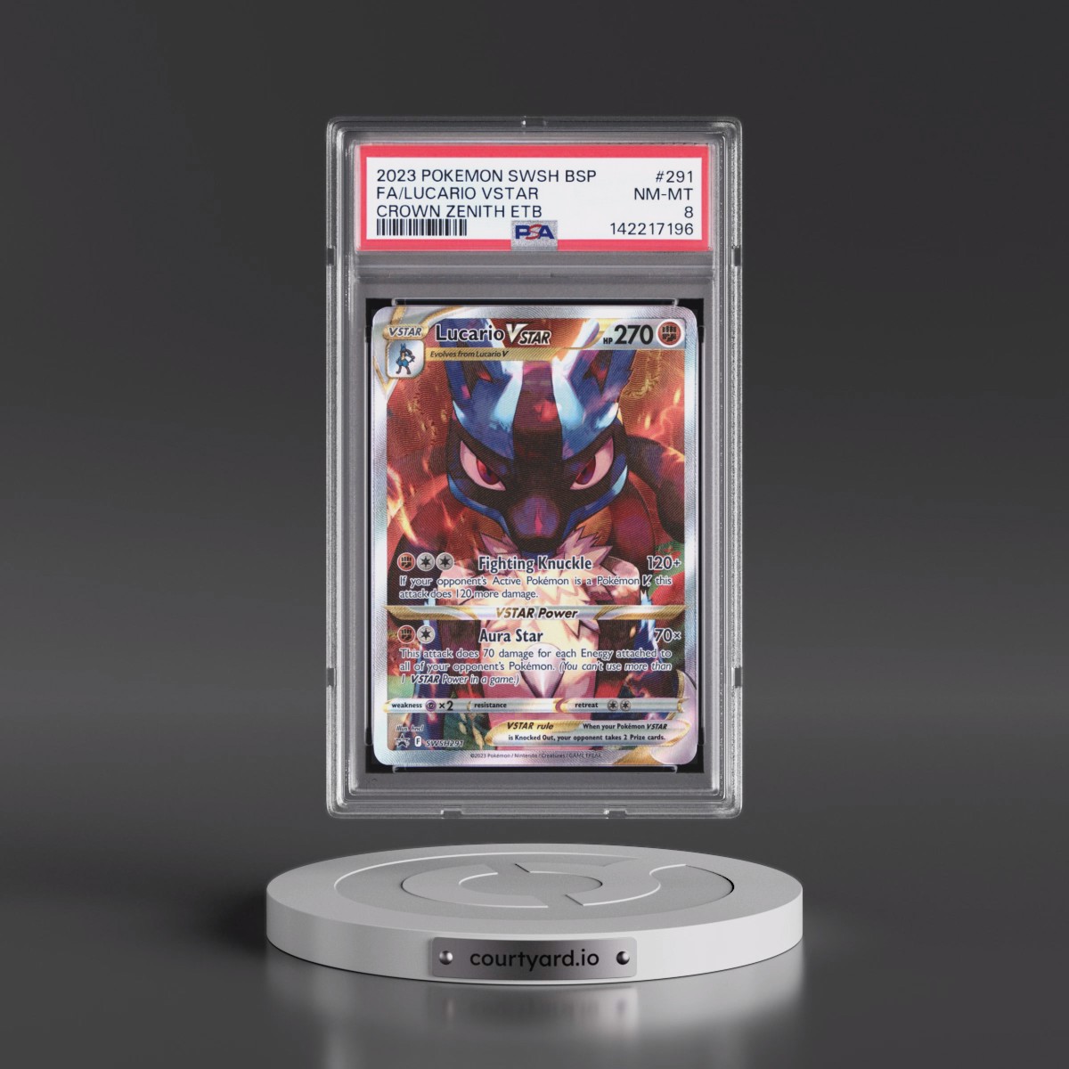 2023 Pokémon Swsh Black Star Promo #291 Lucario Vstar - Full Art Crown Zenith Elite Trainer Box (PSA 8 NM-MT)