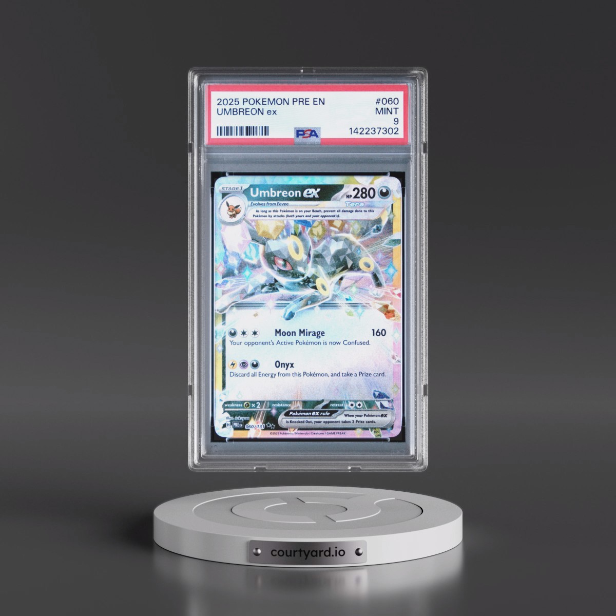 2025 Pokémon Pre EN-Prismatic Evolutions #060 Umbreon EX - Holo (PSA 9 MINT)