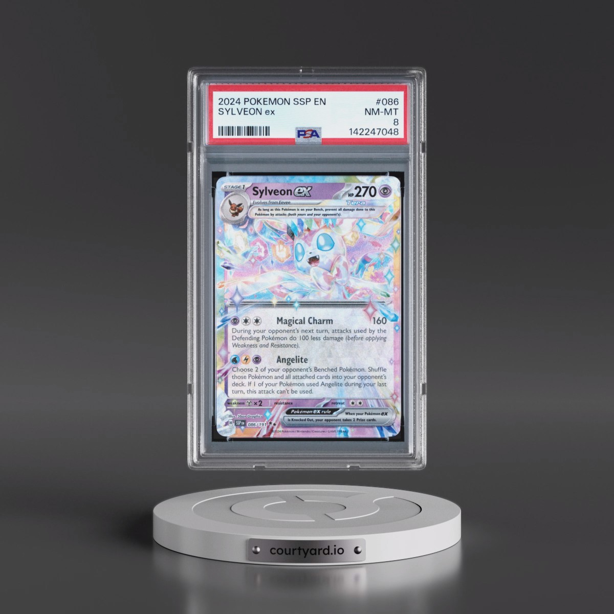 2024 Pokémon Ssp EN-Surging Sparks #086 Sylveon EX - Holo (PSA 8 NM-MT)