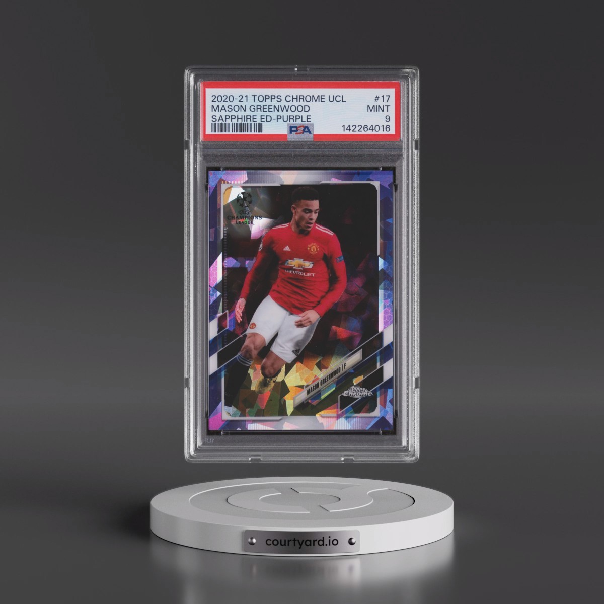 2020 Topps Chrome UEFA Champions League Sapphire Edition Mason Greenwood - Purple #17 PSA 9