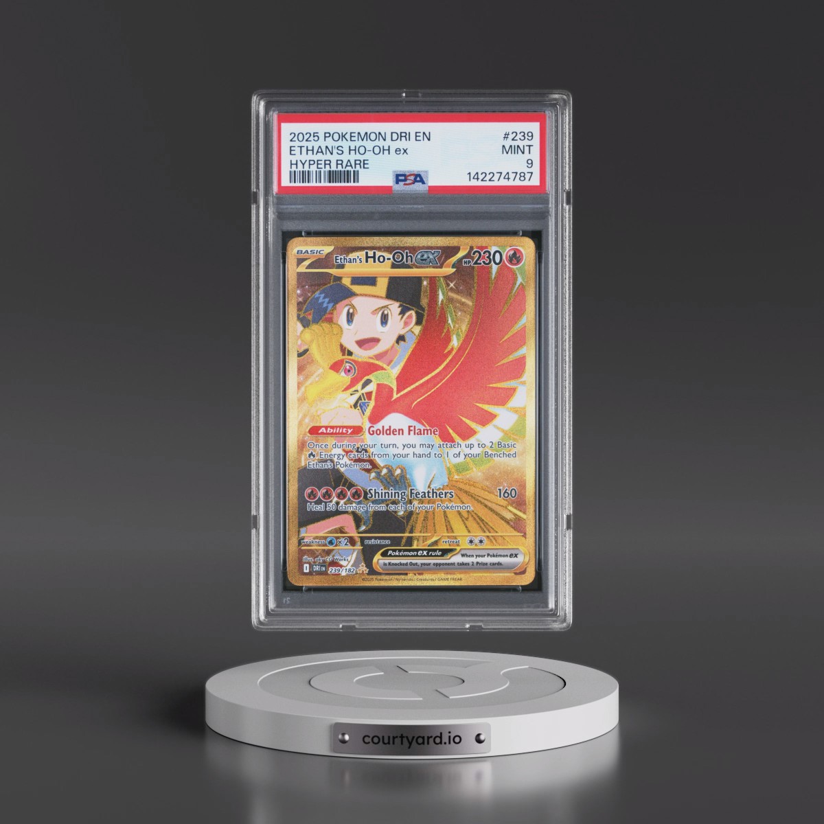 2025 Pokémon Dri EN-Destined Rivals #239 Ethan's HO-Oh EX - Holo Hyper Rare (PSA 9 MINT)