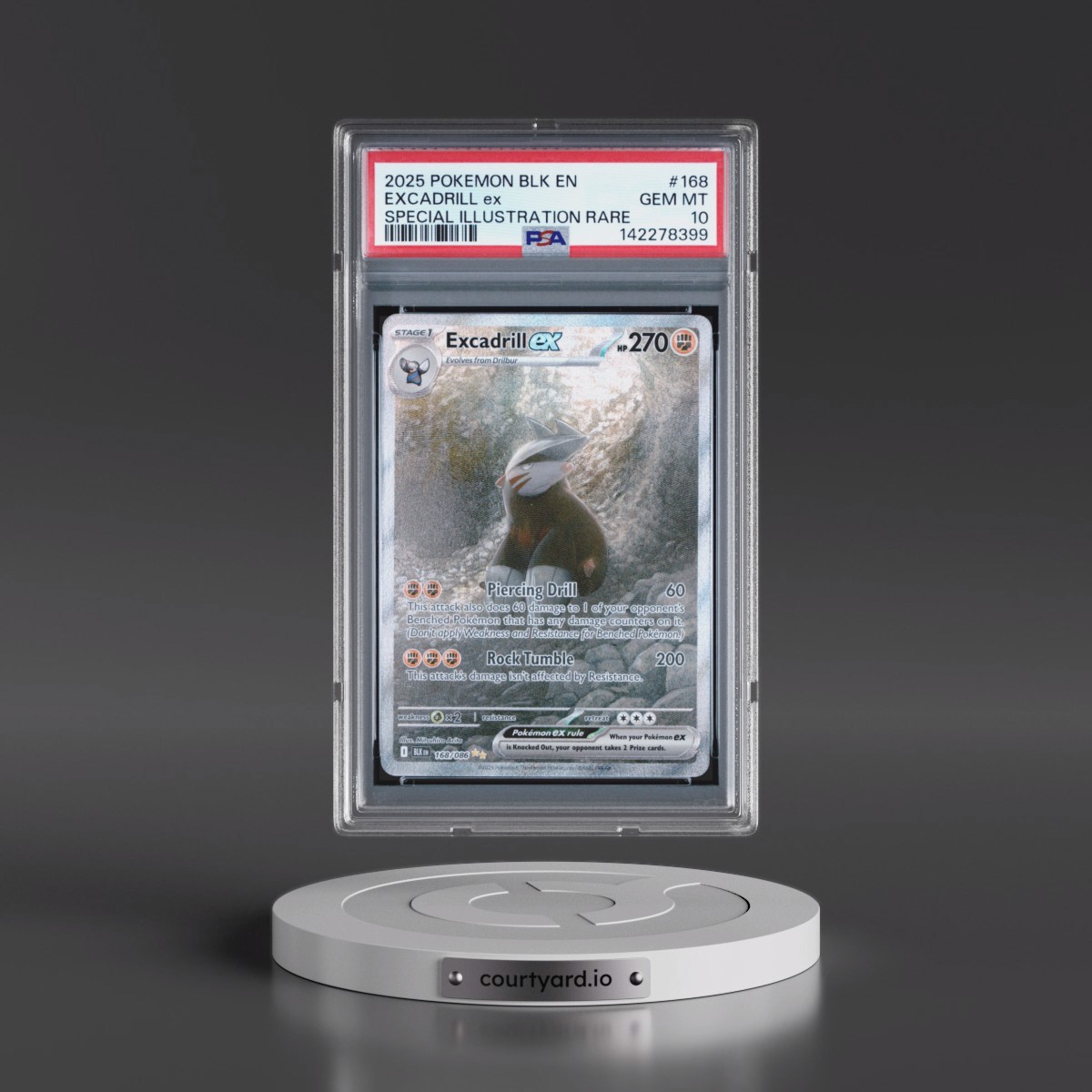 2025 Pokémon Blk EN-Black Bolt #168 Excadrill EX - Holo Special Illustration Rare (PSA 10 GEM MINT)