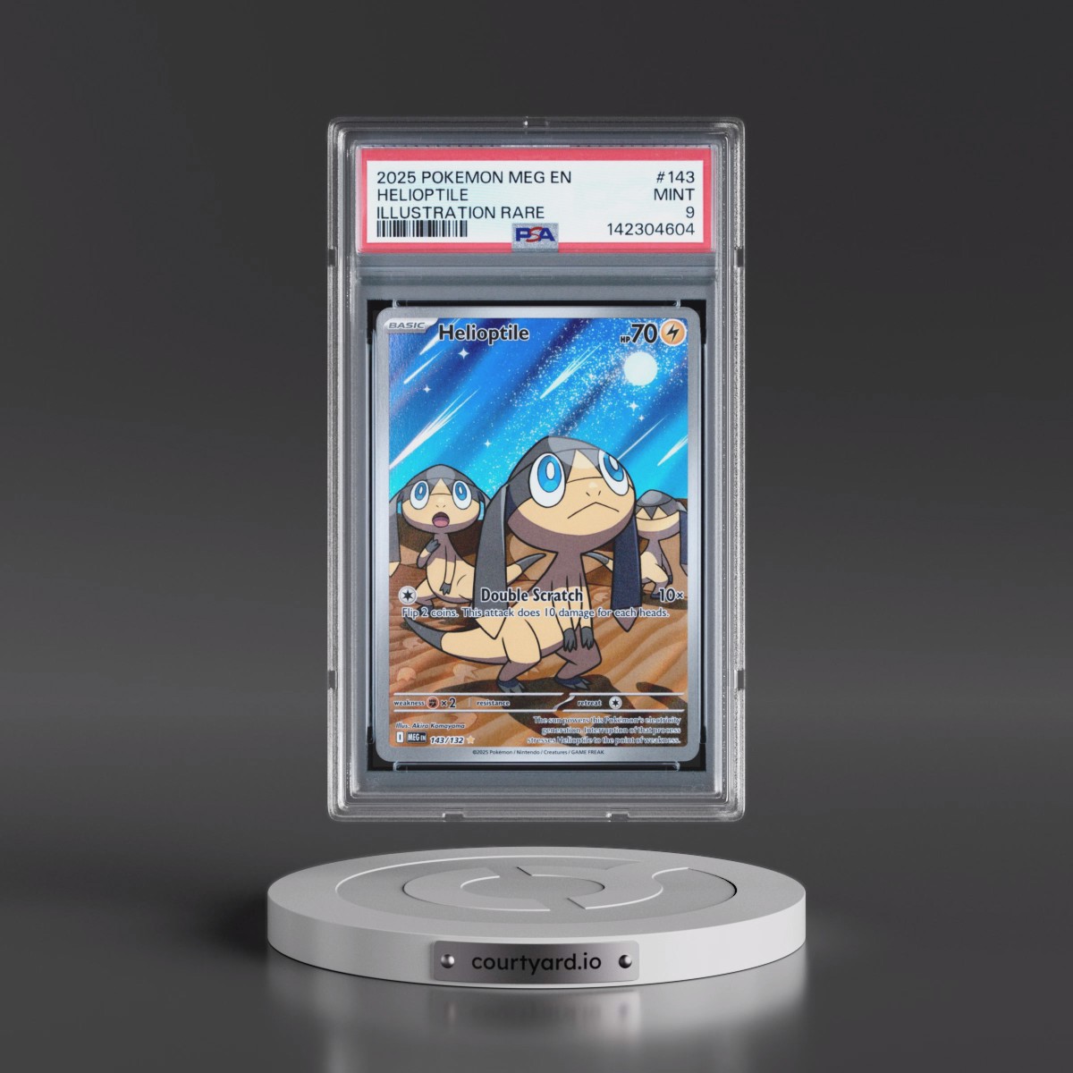 2025 Pokémon Meg EN-Mega Evolution #143 Helioptile - Illustration Rare (PSA 9 MINT)