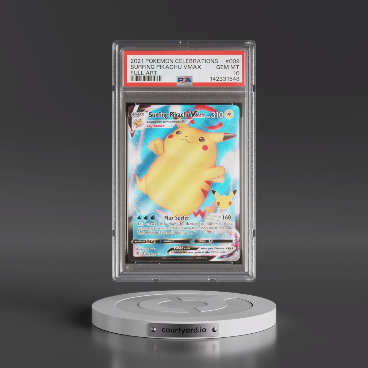 2021 Pokémon Celebrations #009 Surfing Pikachu Vmax - Full Art (PSA 10 GEM MINT)