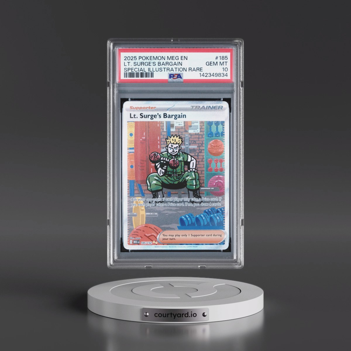 2025 Pokémon Meg EN-Mega Evolution #185 LT. Surge's Bargain - Special Illustration Rare (PSA 10 GEM MINT)