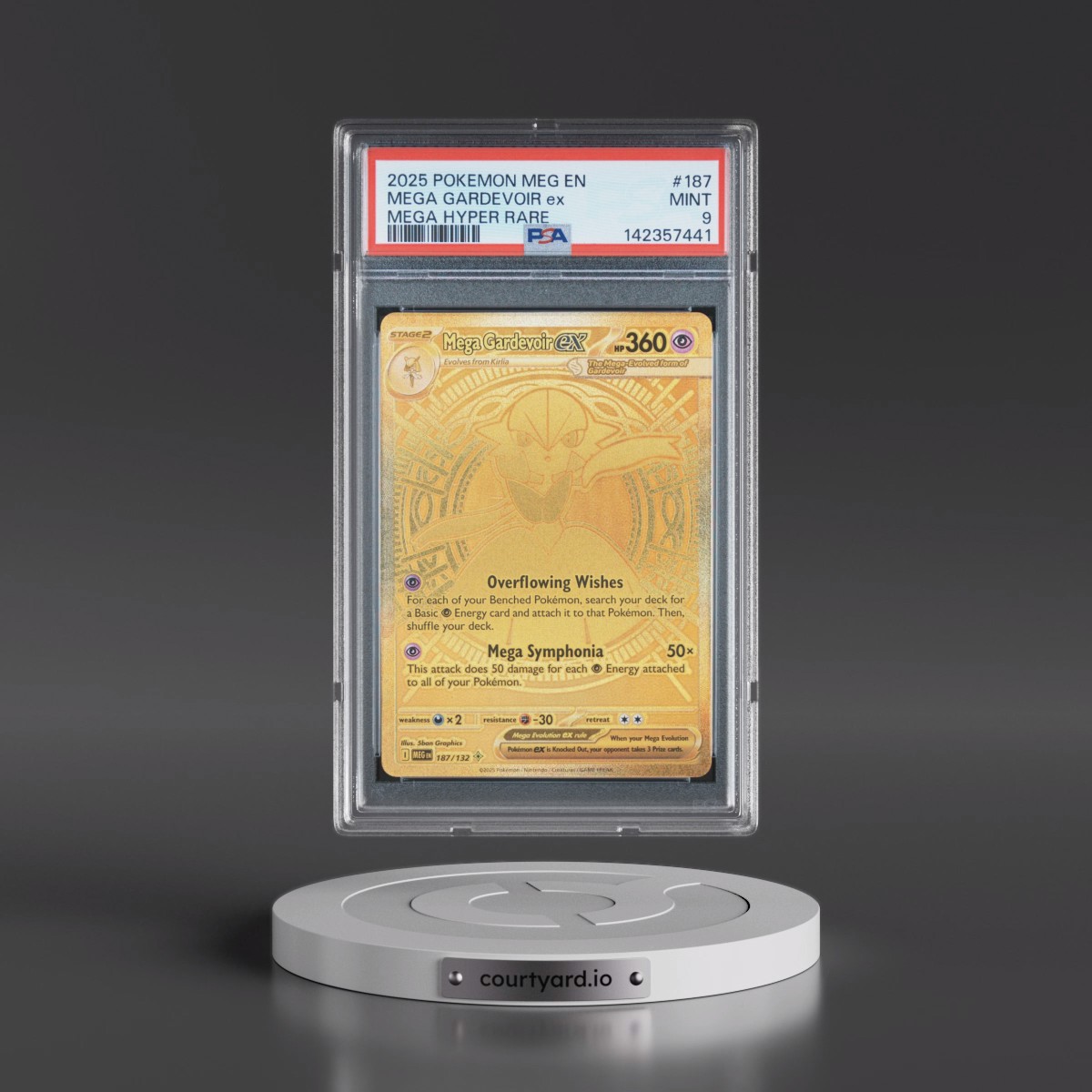 2025 Pokémon Meg EN-Mega Evolution #187 Mega Gardevoir EX - Holo Mega Hyper Rare (PSA 9 MINT)