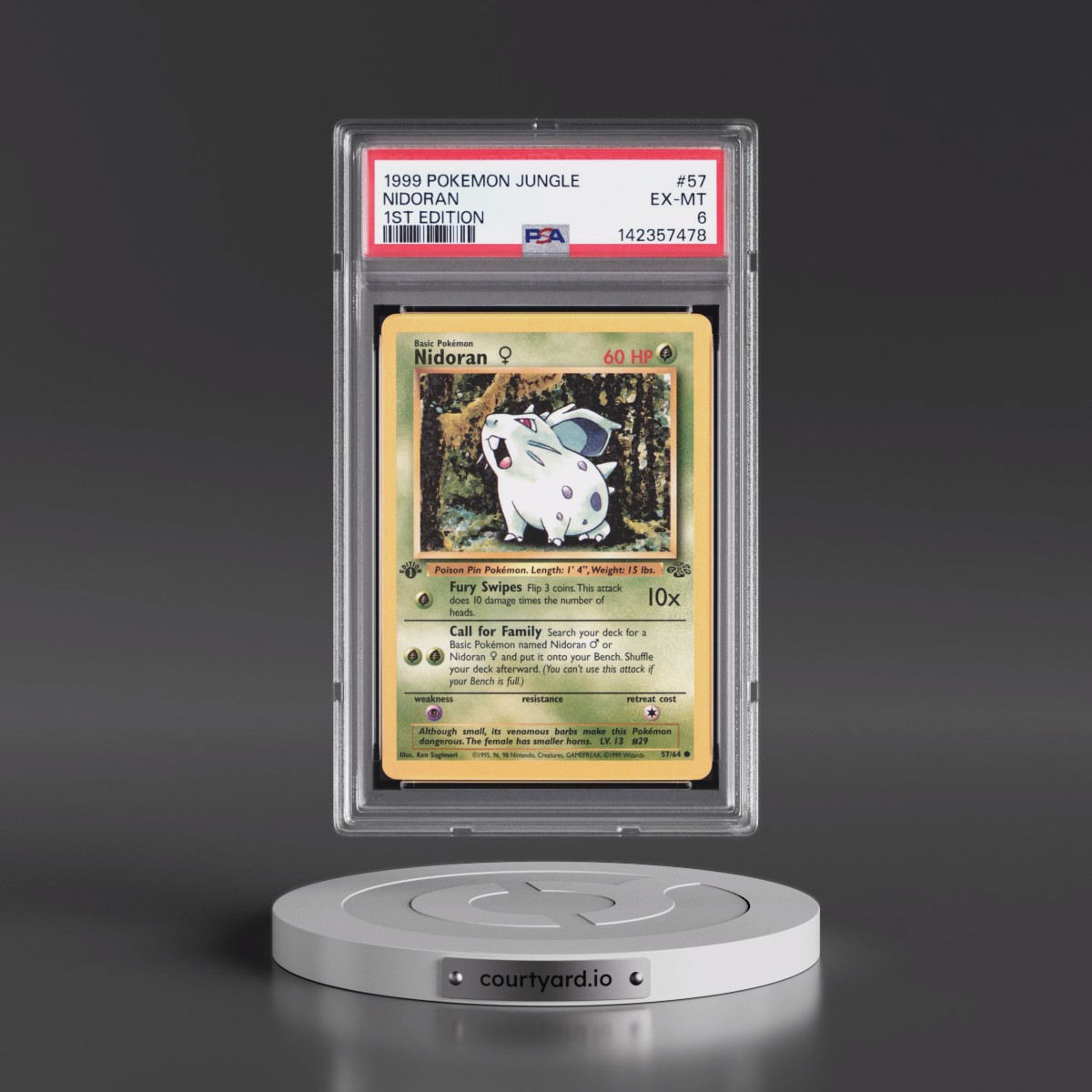 1999 Pokémon Jungle #57 Nidoran - 1st Edition (PSA 6 EX-MT)