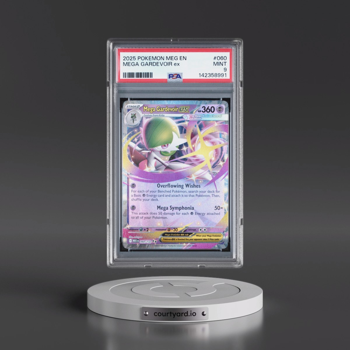 2025 Pokémon Meg EN-Mega Evolution #060 Mega Gardevoir EX - Holo (PSA 9 MINT)