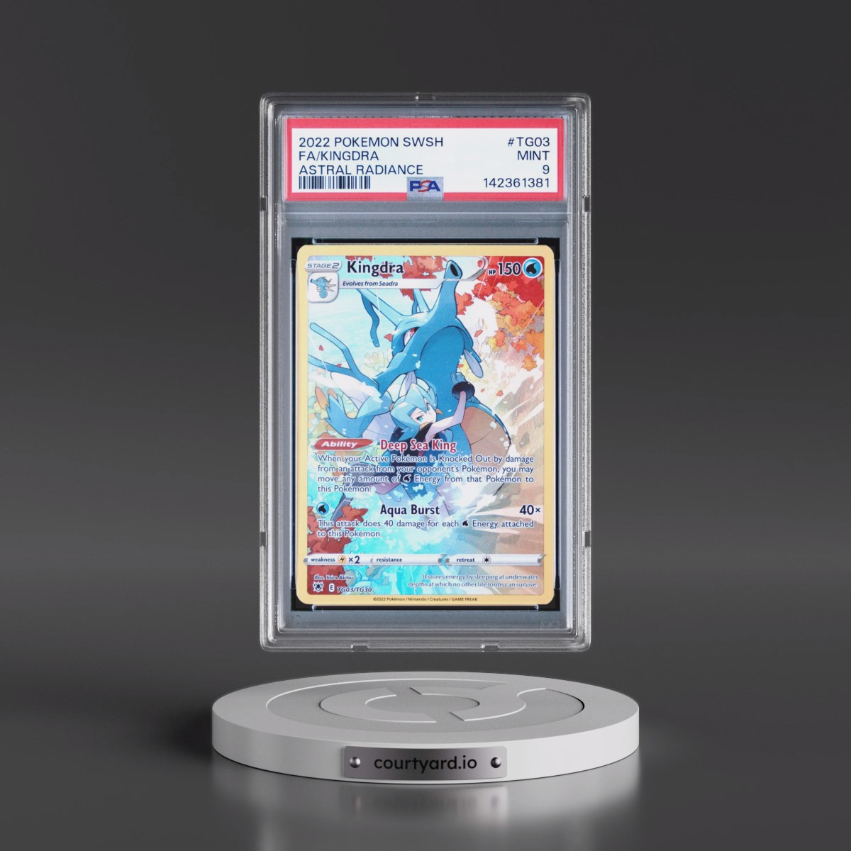 2022 Pokémon Sword & Shield Astral Radiance #TG03 Kingdra - Full Art (PSA 9 MINT)