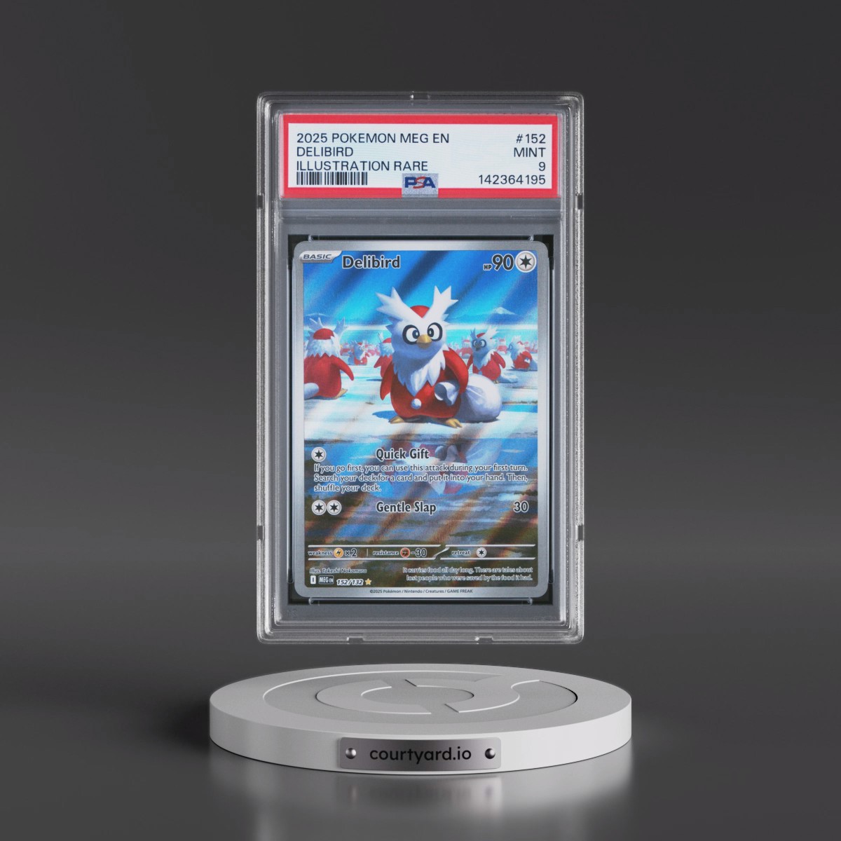 2025 Pokémon Meg EN-Mega Evolution #152 Delibird - Illustration Rare (PSA 9 MINT)