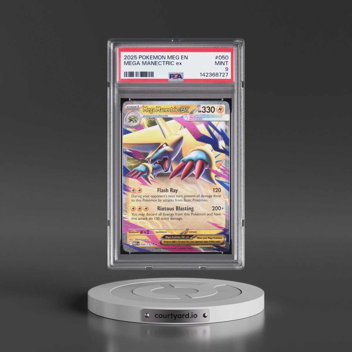 2025 Pokémon Meg EN-Mega Evolution #050 Mega Manectric EX - Holo (PSA 9 MINT)