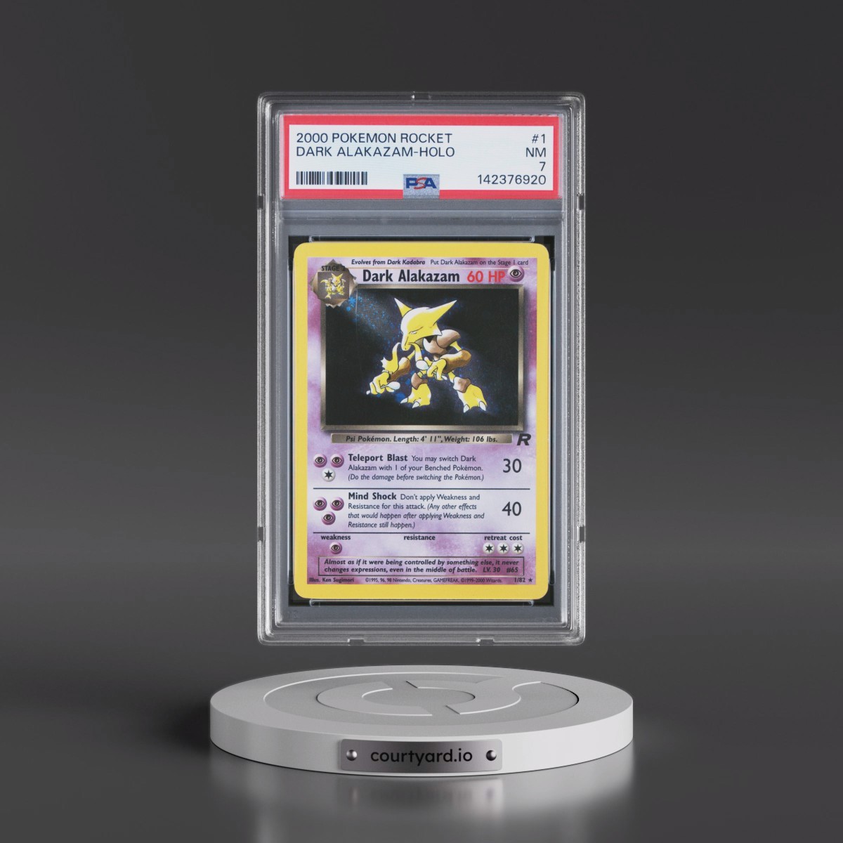 2000 Pokémon Rocket #1 Dark Alakazam - Holo (PSA 7 NM)
