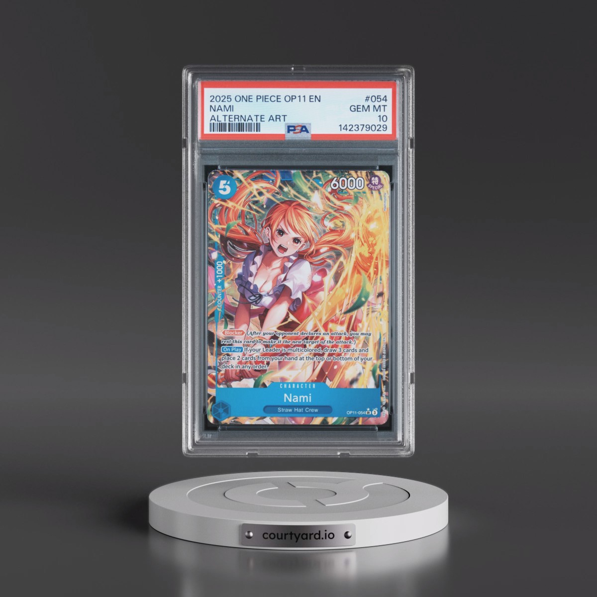 2025 One Piece OP11-A Fist of Divine Speed Nami - Alternate Art #054 PSA 10