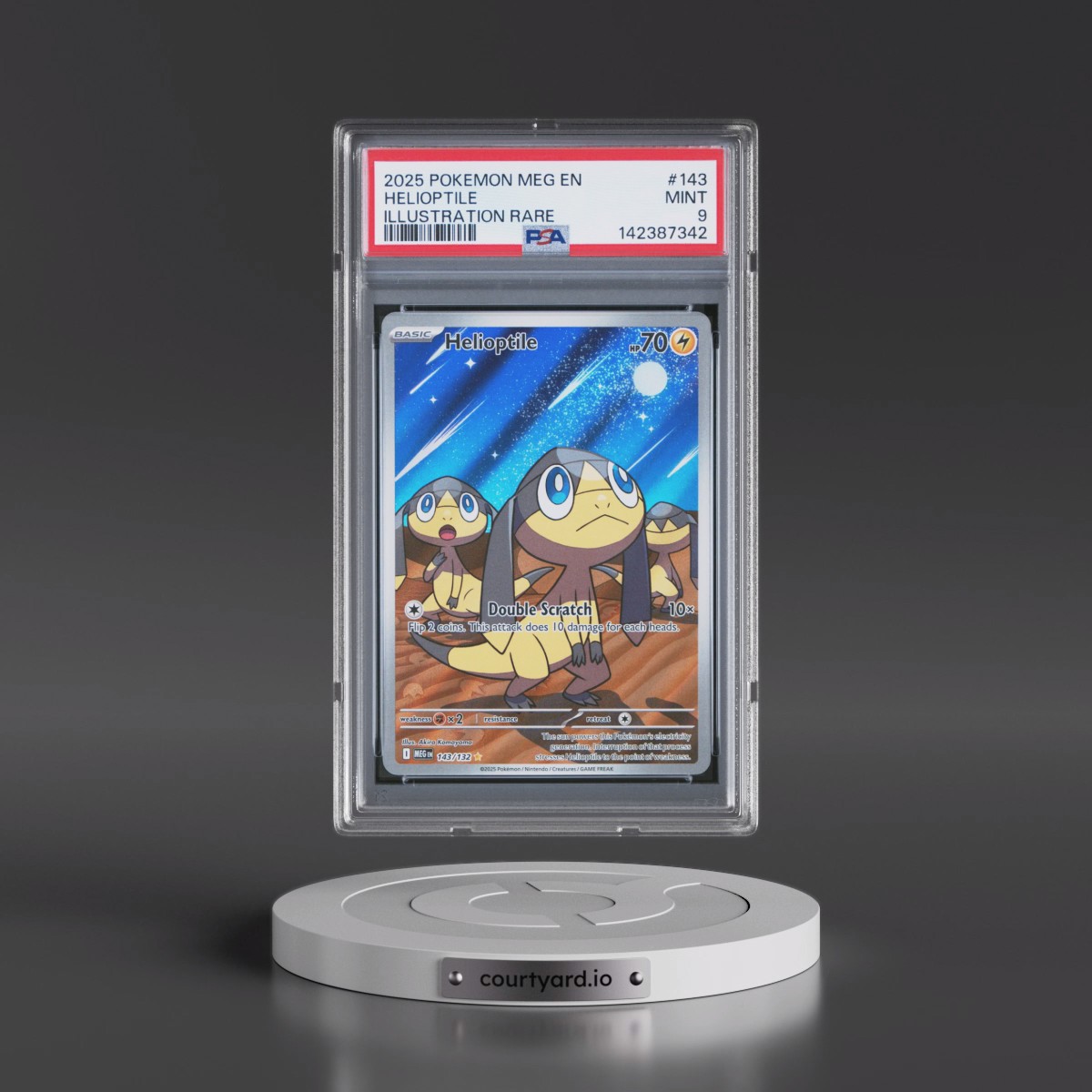 2025 Pokémon Meg EN-Mega Evolution #143 Helioptile - Illustration Rare (PSA 9 MINT)