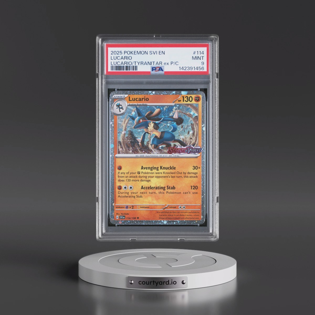 2025 Pokémon Svi EN-Scarlet & Violet #114 Lucario - Lucario EX & Tyranitar EX Premium Collection (PSA 9 MINT)