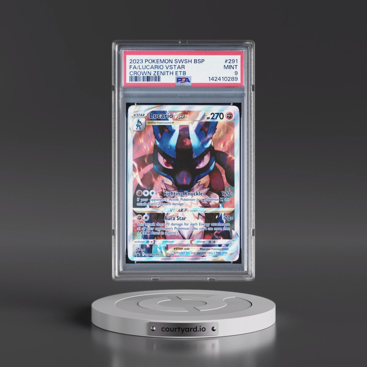 2023 Pokémon Swsh Black Star Promo #291 Lucario Vstar - Full Art Crown Zenith Elite Trainer Box (PSA 9 MINT)