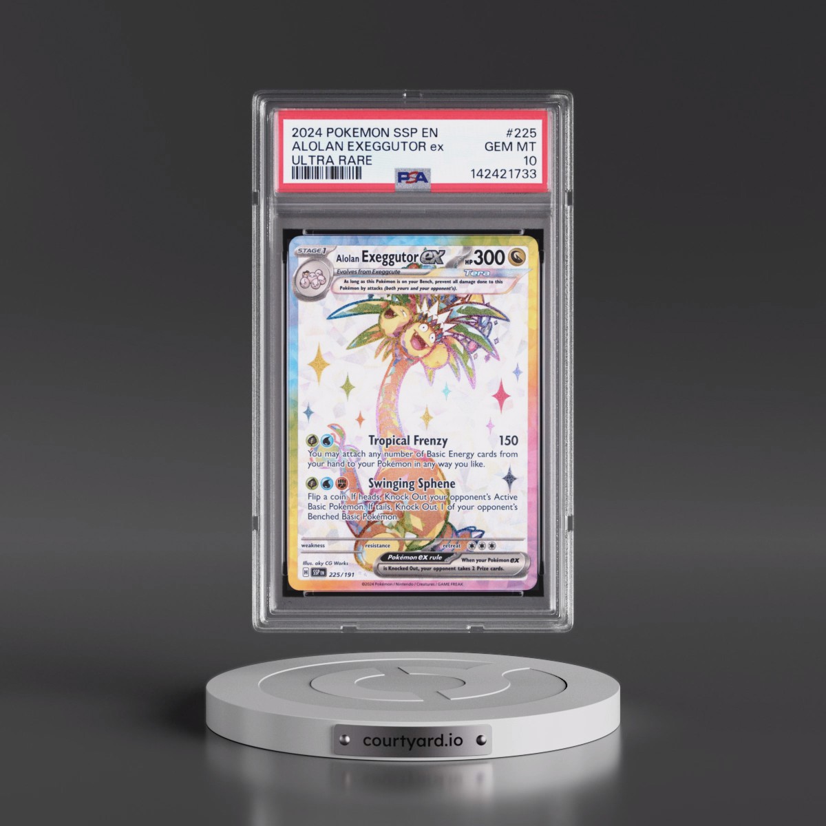 2024 Pokémon Ssp EN-Surging Sparks #225 Alolan Exeggutor EX - Holo Ultra Rare (PSA 10 GEM MINT)