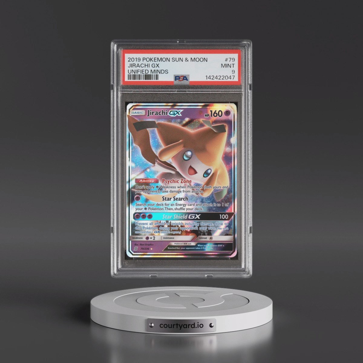 2019 Pokémon Sun & Moon Unified Minds #79 Jirachi GX - Holo (PSA 9 MINT)