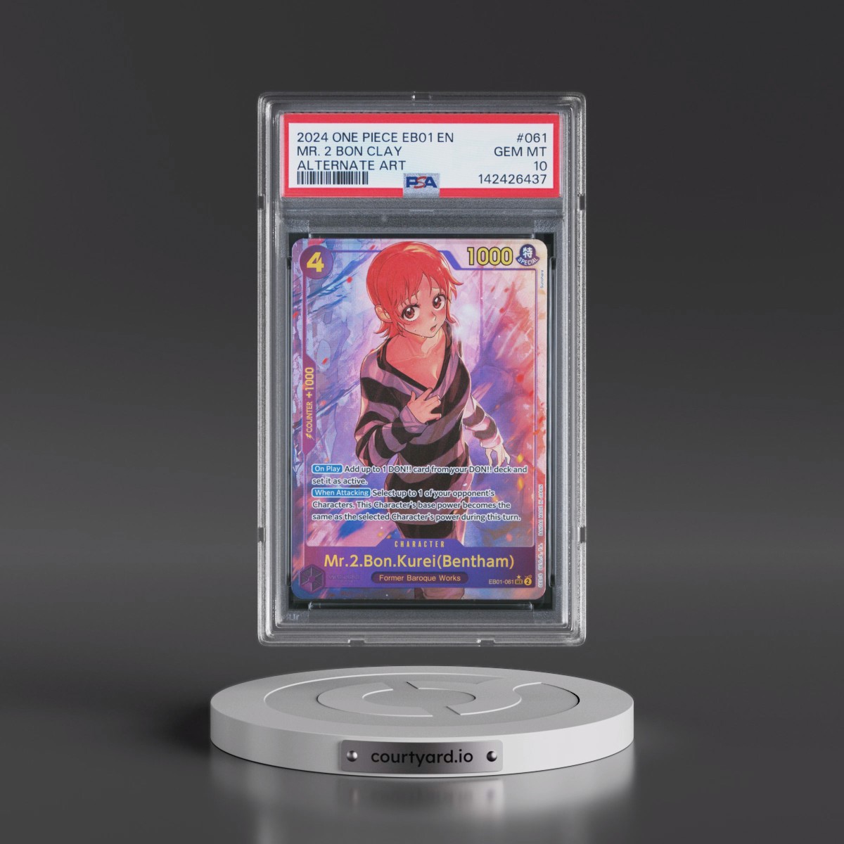 2024 One Piece Extra Booster -Memorial Collection #061 Mr. 2 Bon Clay - Alternate Art (PSA 10 GEM MINT)
