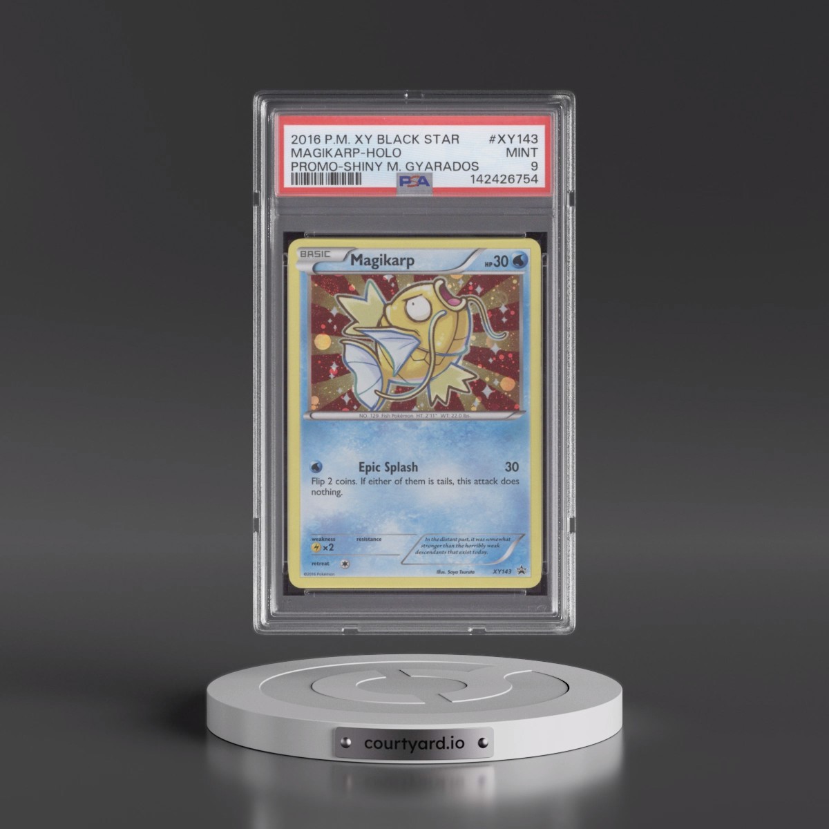 2016 Pokémon XY Black Star Promo #XY143 Magikarp - Holo Shiny Mega Gyarados (PSA 9 MINT)