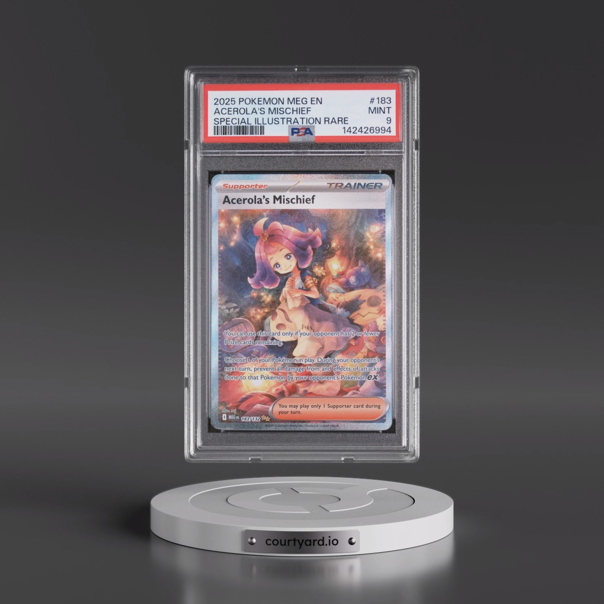 2025 Pokémon Meg EN-Mega Evolution #183 Acerola's Mischief - Special Illustration Rare (PSA 9 MINT)