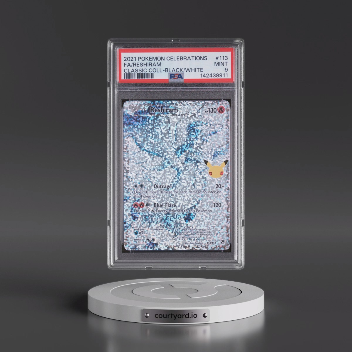 2021 Pokémon Celebrations Classic Collection #113 Reshiram - Full Art (PSA 9 MINT)