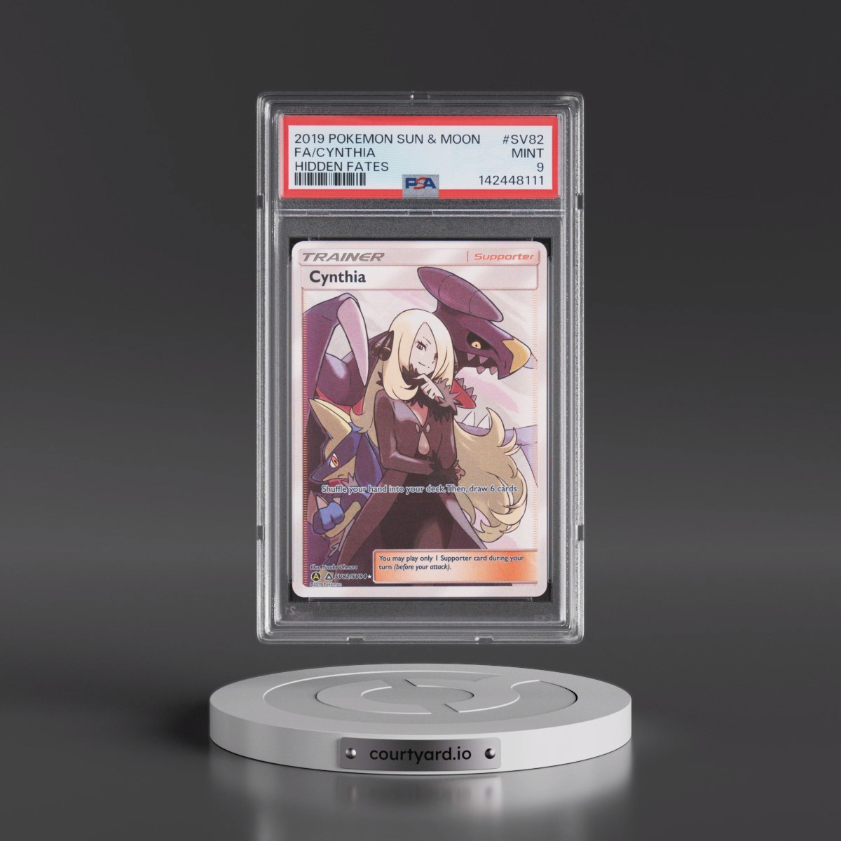 2019 Pokémon Sun & Moon Hidden Fates #SV82 Cynthia - Full Art (PSA 9 MINT)