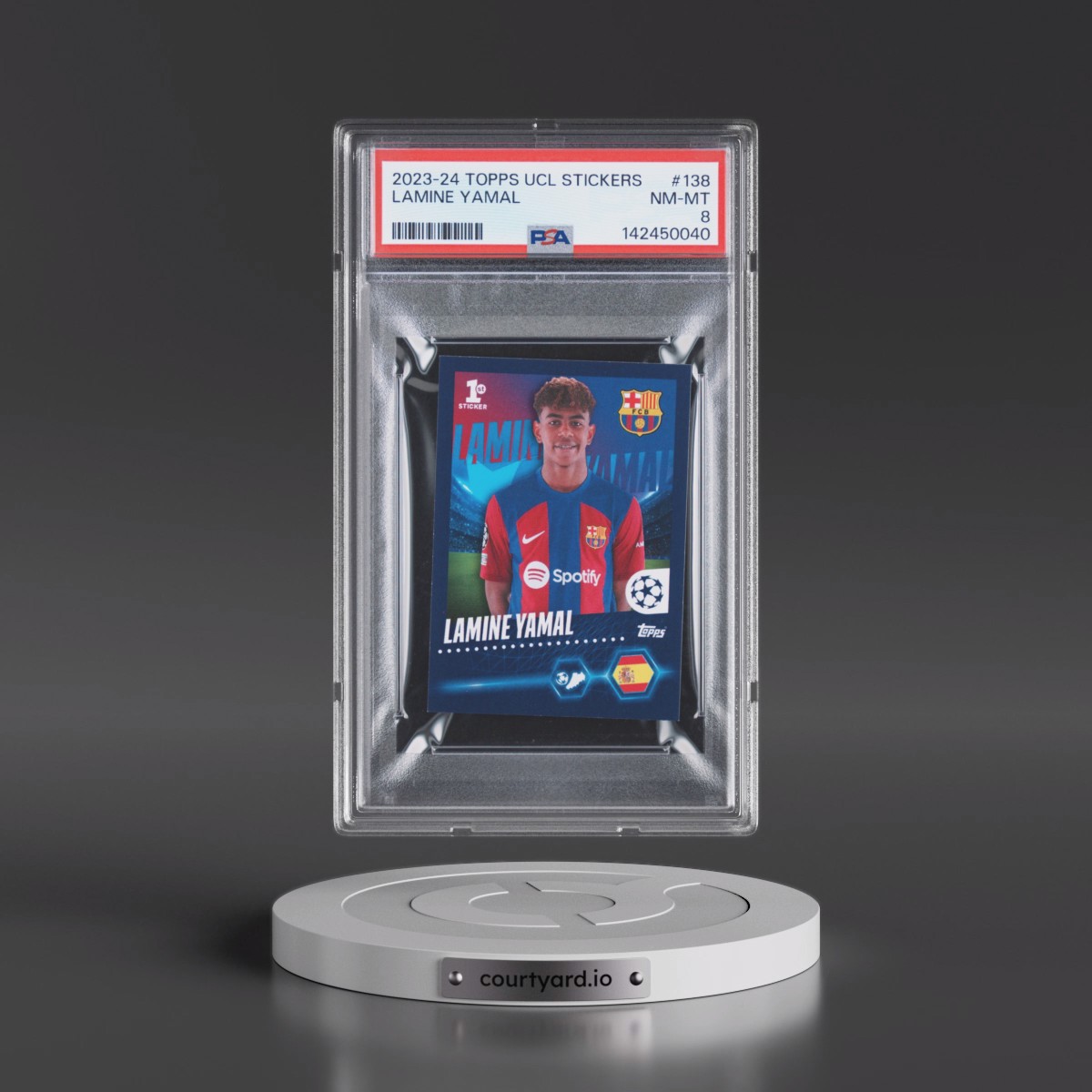 2023 Topps UEFA Champions League Sticker #138 Lamine Yamal (PSA 8 NM-MT)