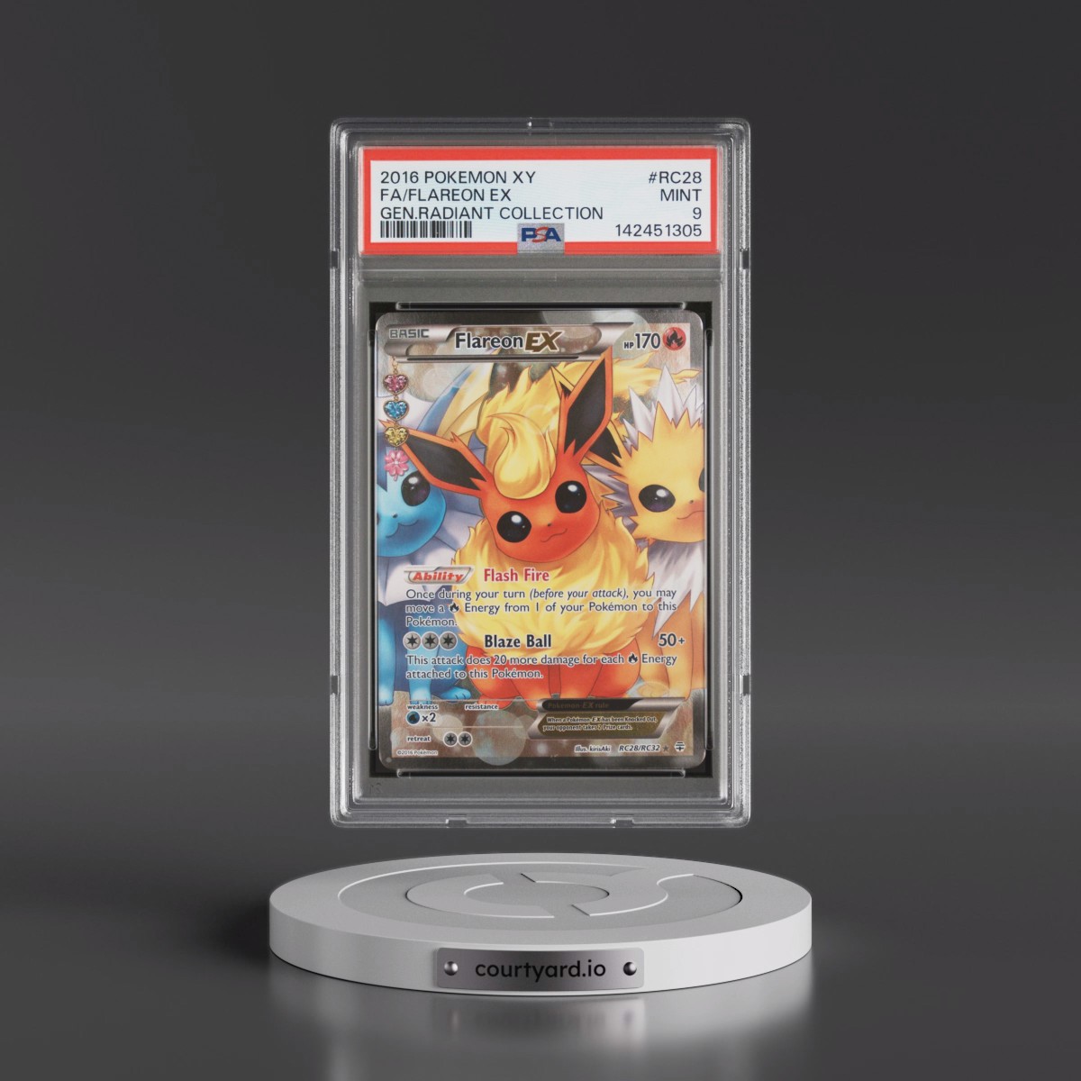 2016 Pokémon XY Generations Radiant Collection #RC28 Flareon EX - Holo Full Art (PSA 9 MINT)