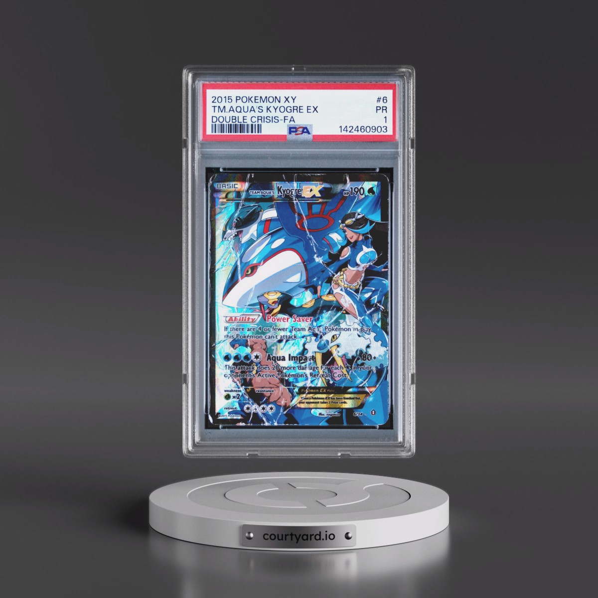 2015 Pokémon XY Double Crisis #6 Team Aqua's Kyogre EX - Holo Full Art (PSA 1 PR)