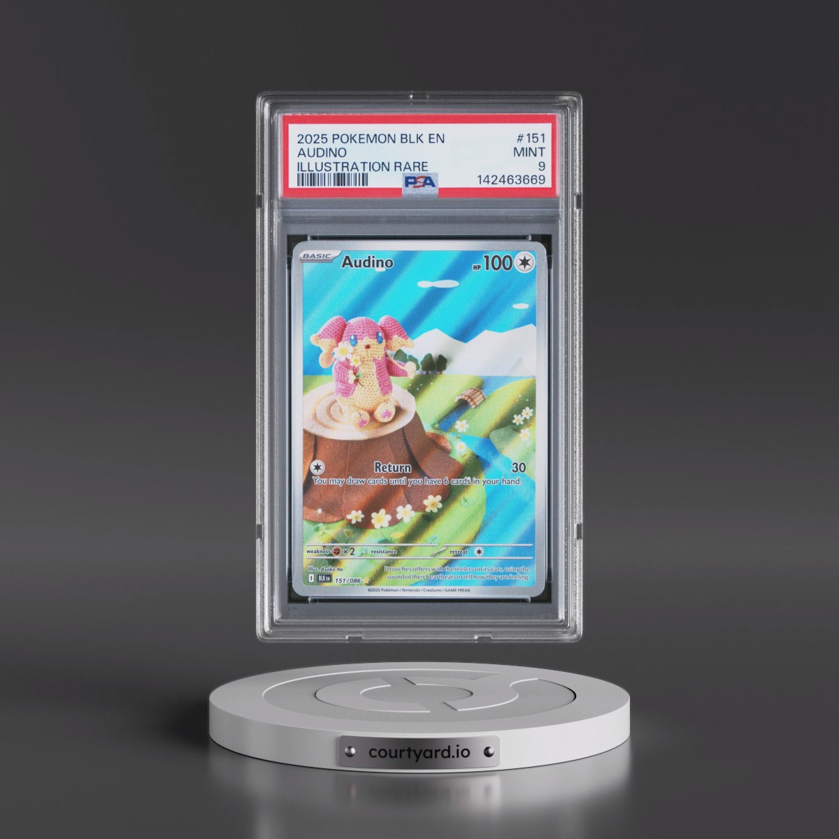 2025 Pokémon Blk EN-Black Bolt #151 Audino - Illustration Rare (PSA 9 MINT)