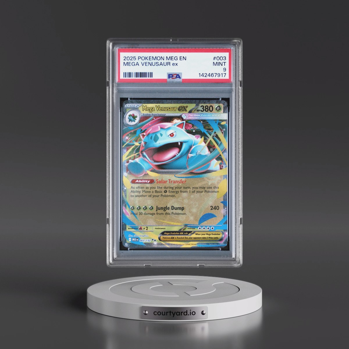 2025 Pokémon Meg EN-Mega Evolution #003 Mega Venusaur EX - Holo (PSA 9 MINT)