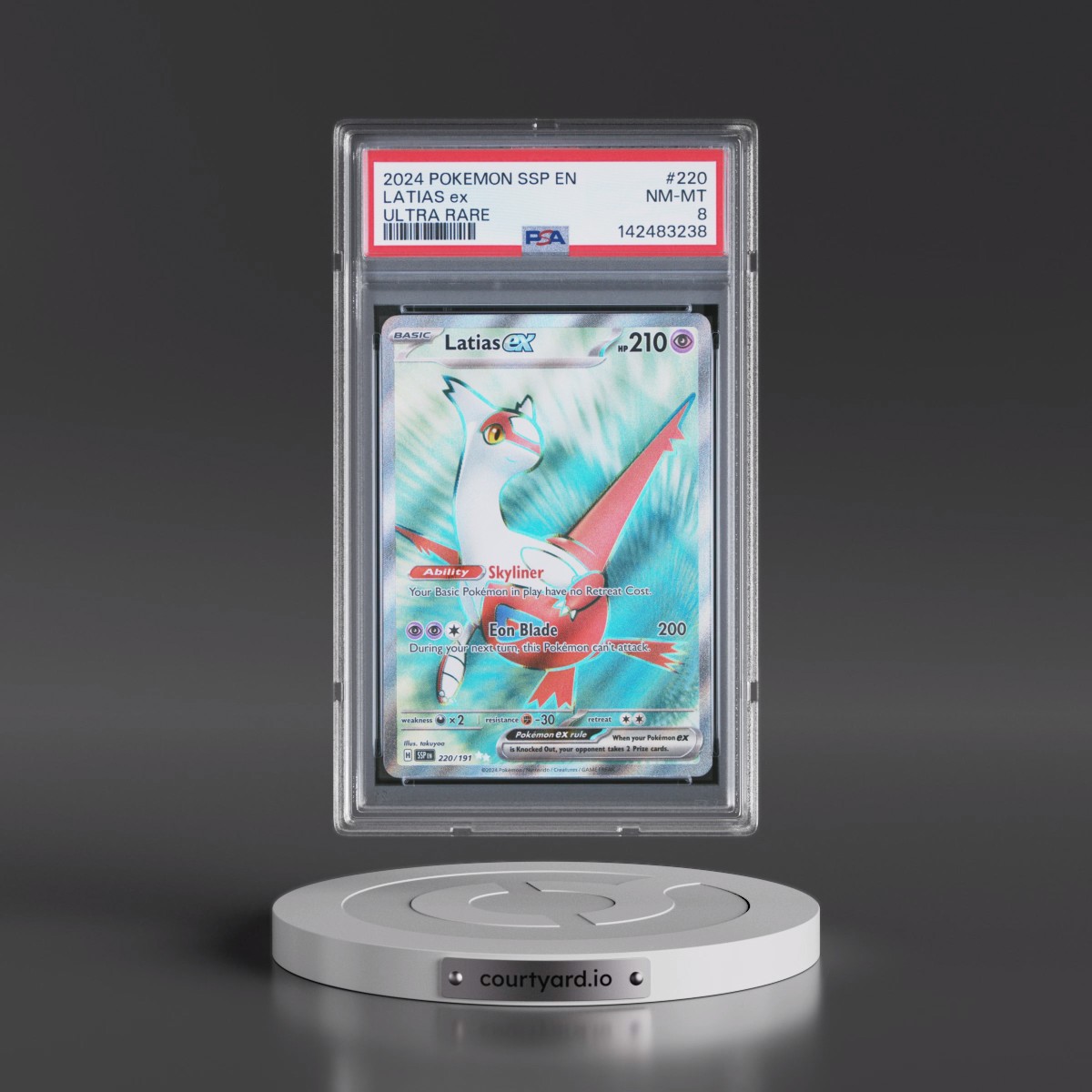 2024 Pokémon Ssp EN-Surging Sparks #220 Latias EX - Holo Ultra Rare (PSA 8 NM-MT)