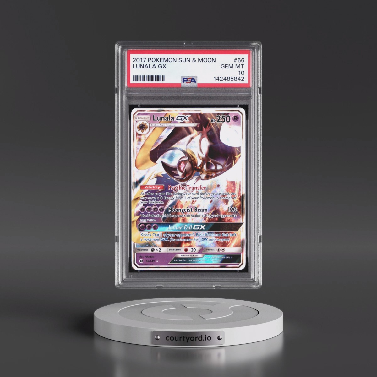 2017 Pokémon Sun & Moon #66 Lunala GX - Holo (PSA 10 GEM MINT)