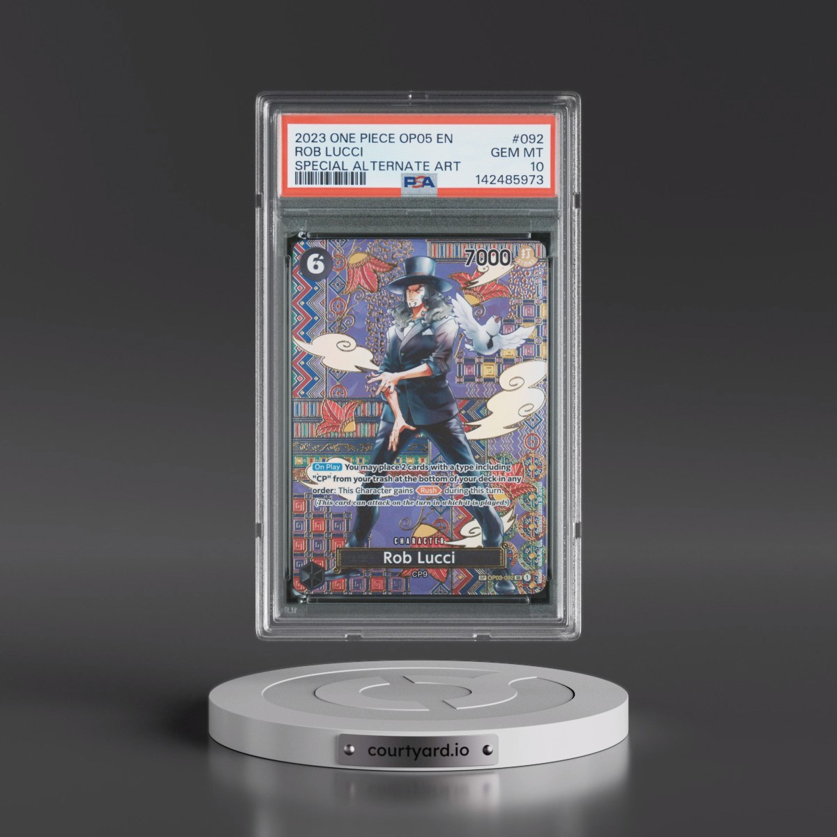 2023 One Piece OP05-Awakening of the New Era #092 Rob Lucci - Special Alternate Art (PSA 10 GEM MINT)