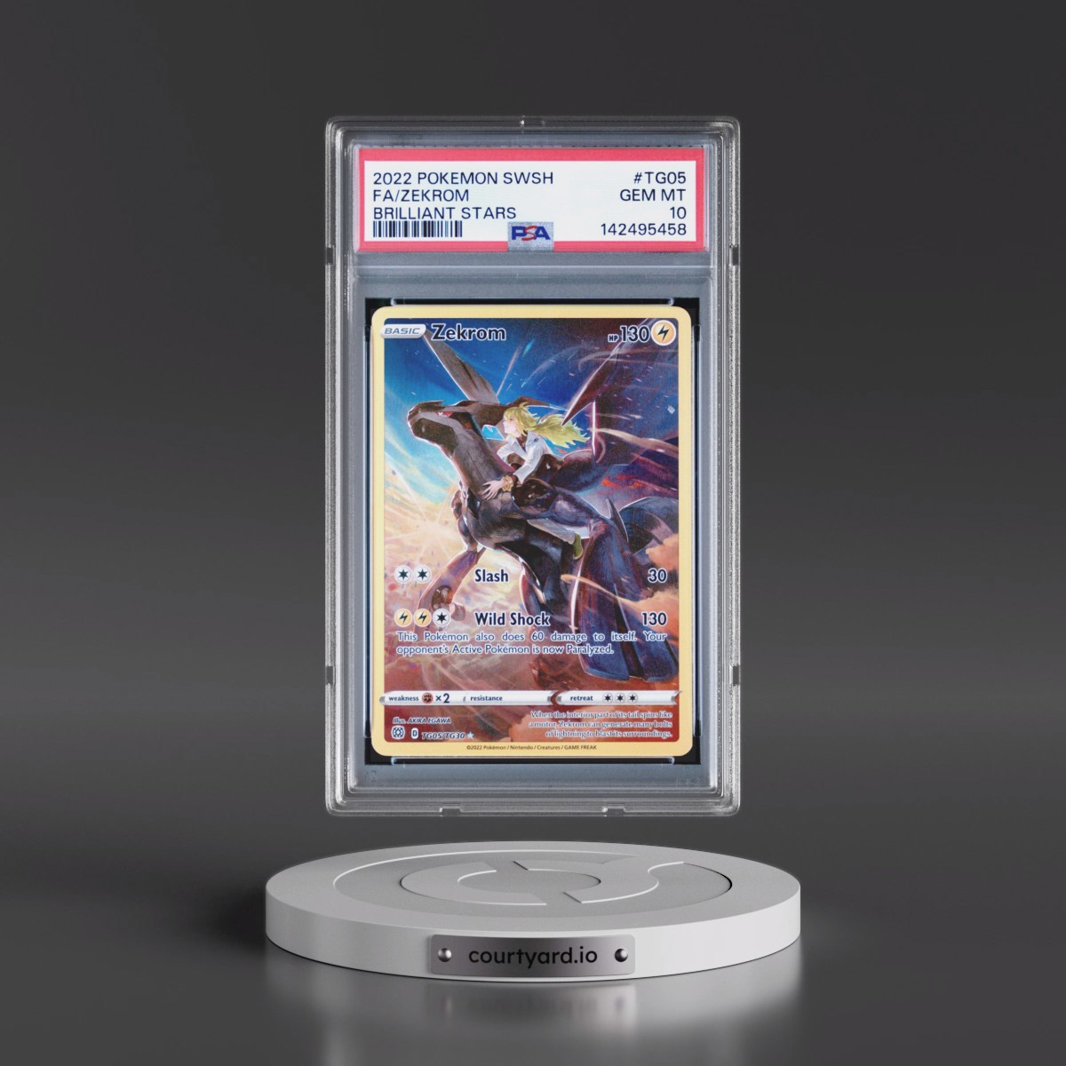 2022 Pokémon Sword & Shield Brilliant Stars Zekrom - Full Art #TG05 PSA 10