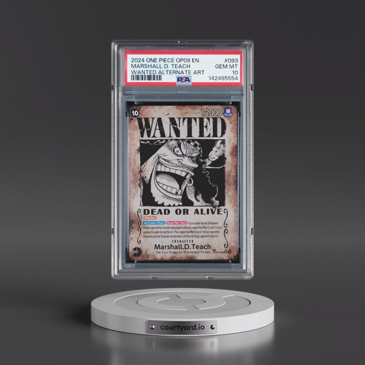 2024 One Piece OP09-Emperors in the New World #093 Marshall D. Teach - Wanted Alternate Art (PSA 10 GEM MINT)