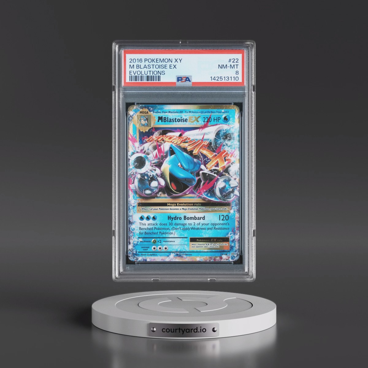 2016 Pokémon XY Evolutions #22 M Blastoise EX - Holo (PSA 8 NM-MT)