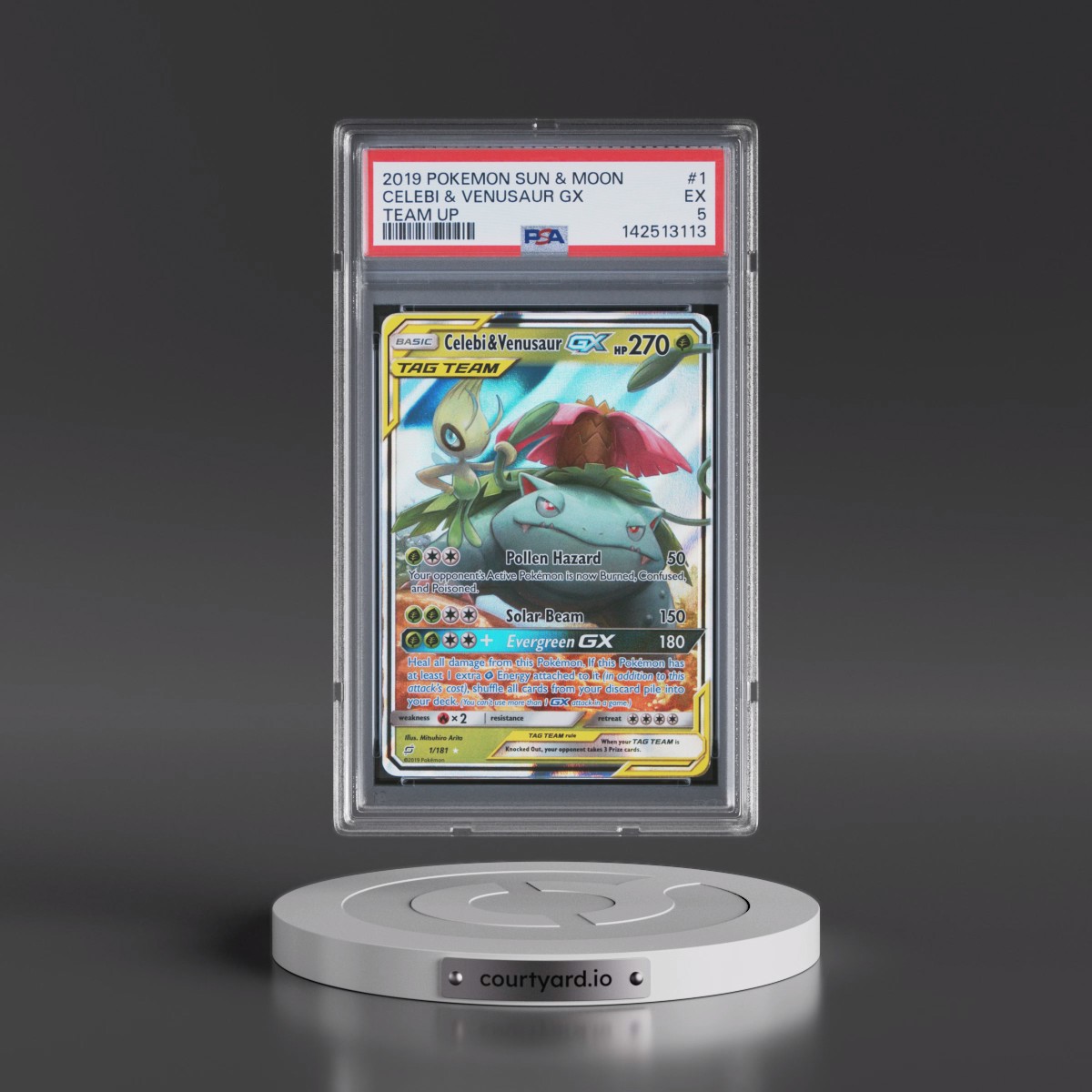 2019 Pokémon Sun & Moon Team Up #1 Celebi & Venusaur GX - Holo (PSA 5 EX)