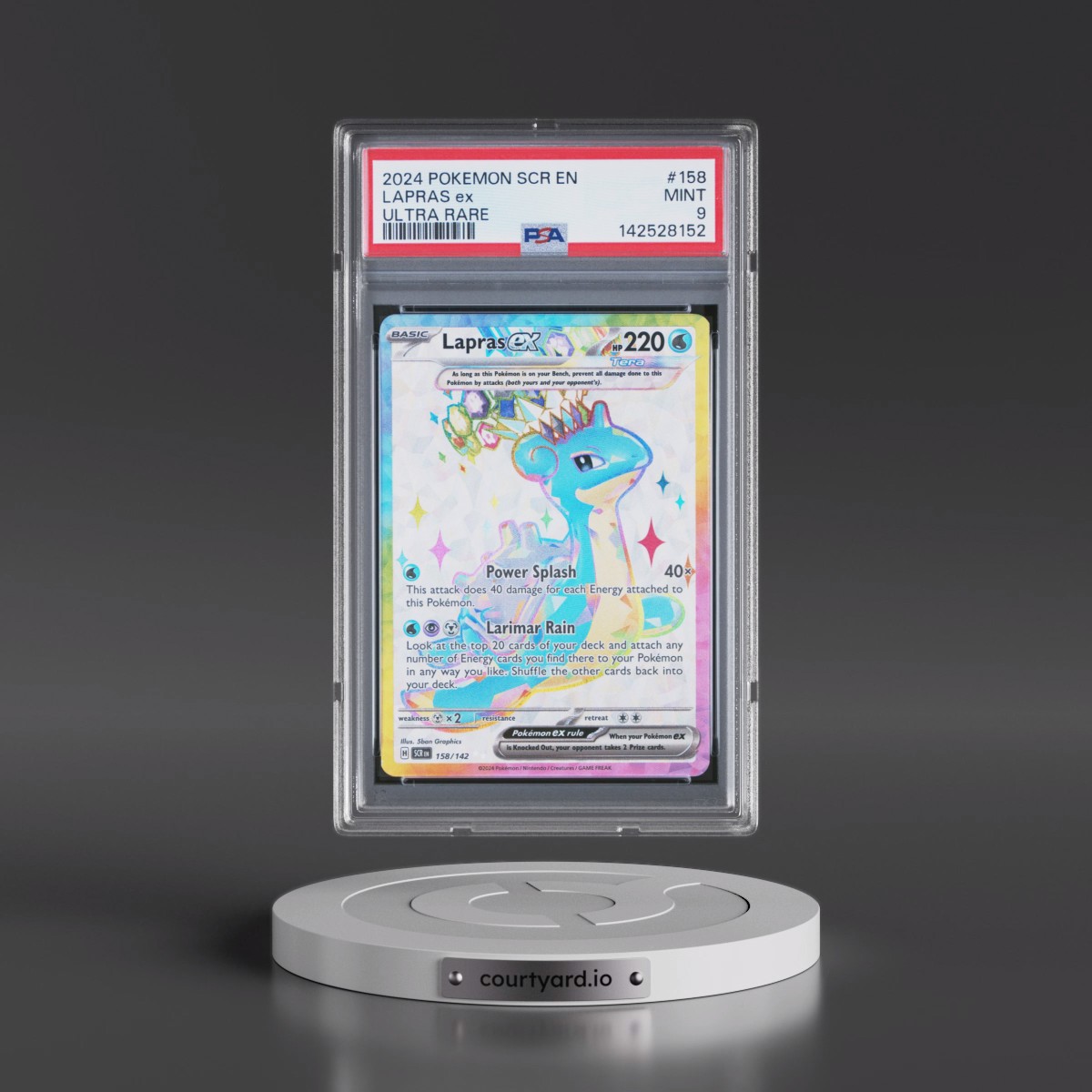 2024 Pokémon Scr EN-Stellar Crown #158 Lapras EX - Holo Ultra Rare (PSA 9 MINT)