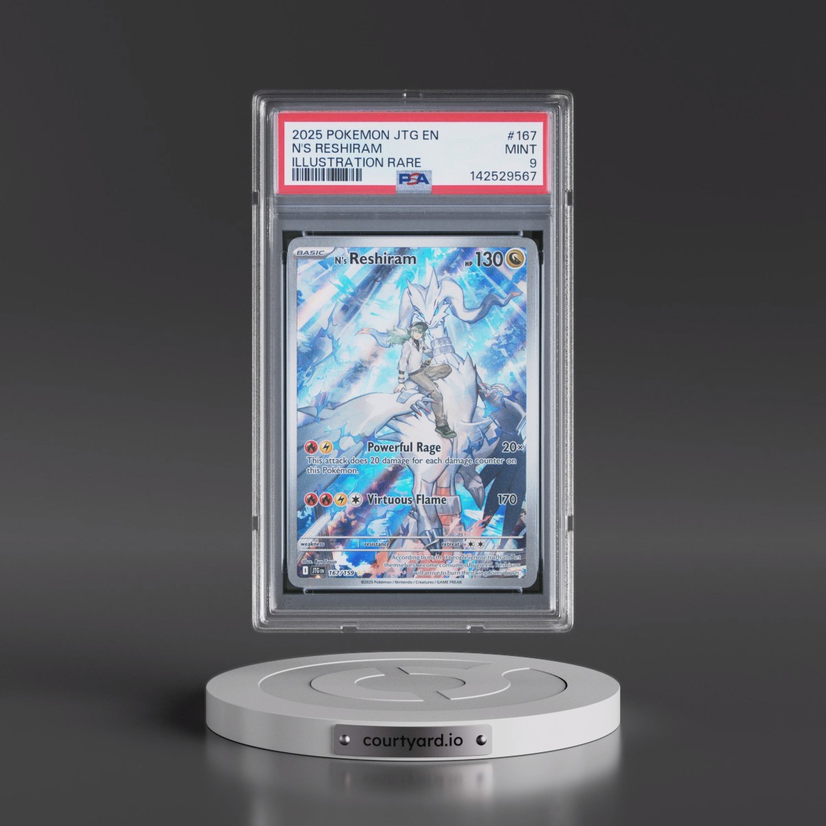 2025 Pokémon Jtg EN-Journey Together #167 N's Reshiram - Illustration Rare (PSA 9 MINT)