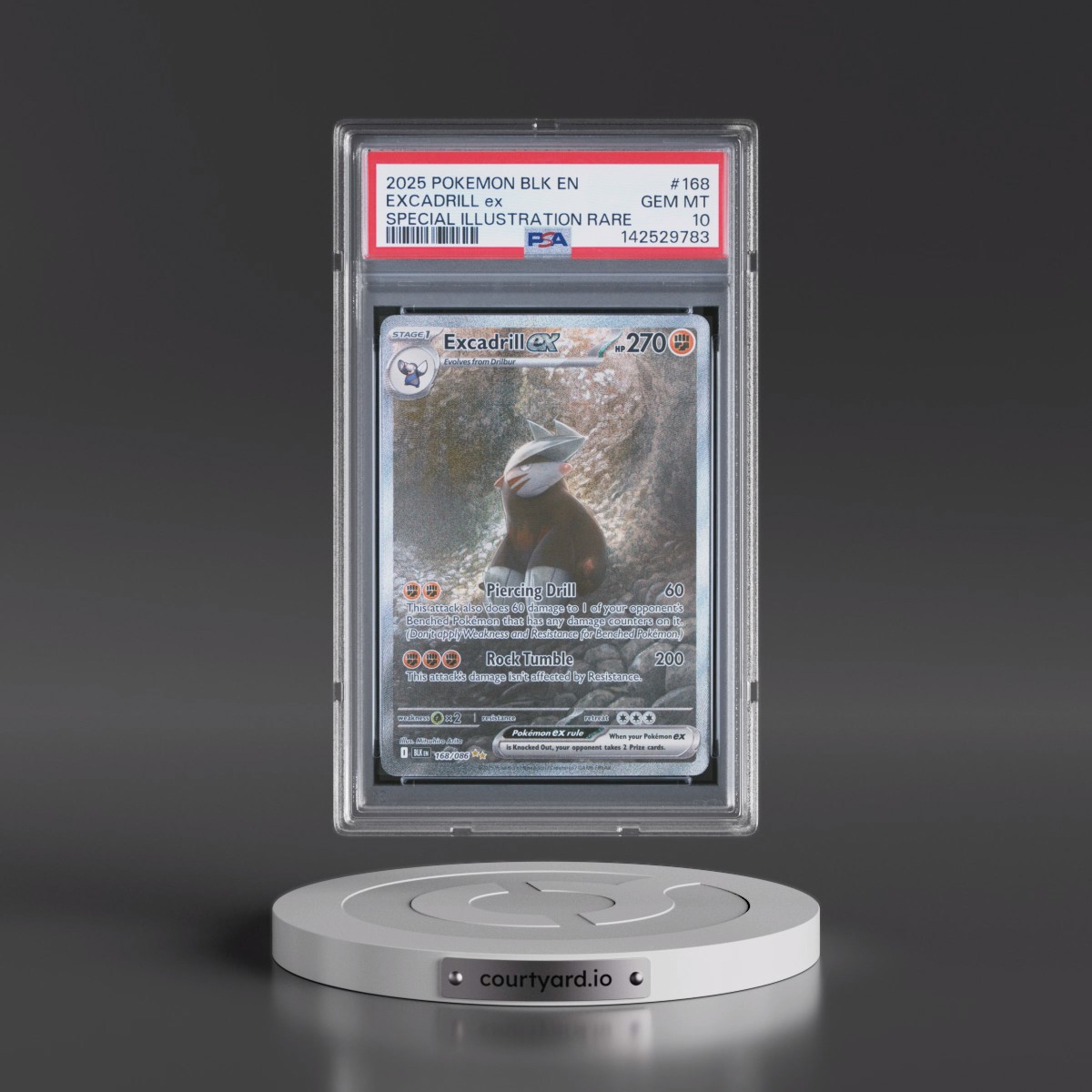 2025 Pokémon Blk EN-Black Bolt #168 Excadrill EX - Holo Special Illustration Rare (PSA 10 GEM MINT)