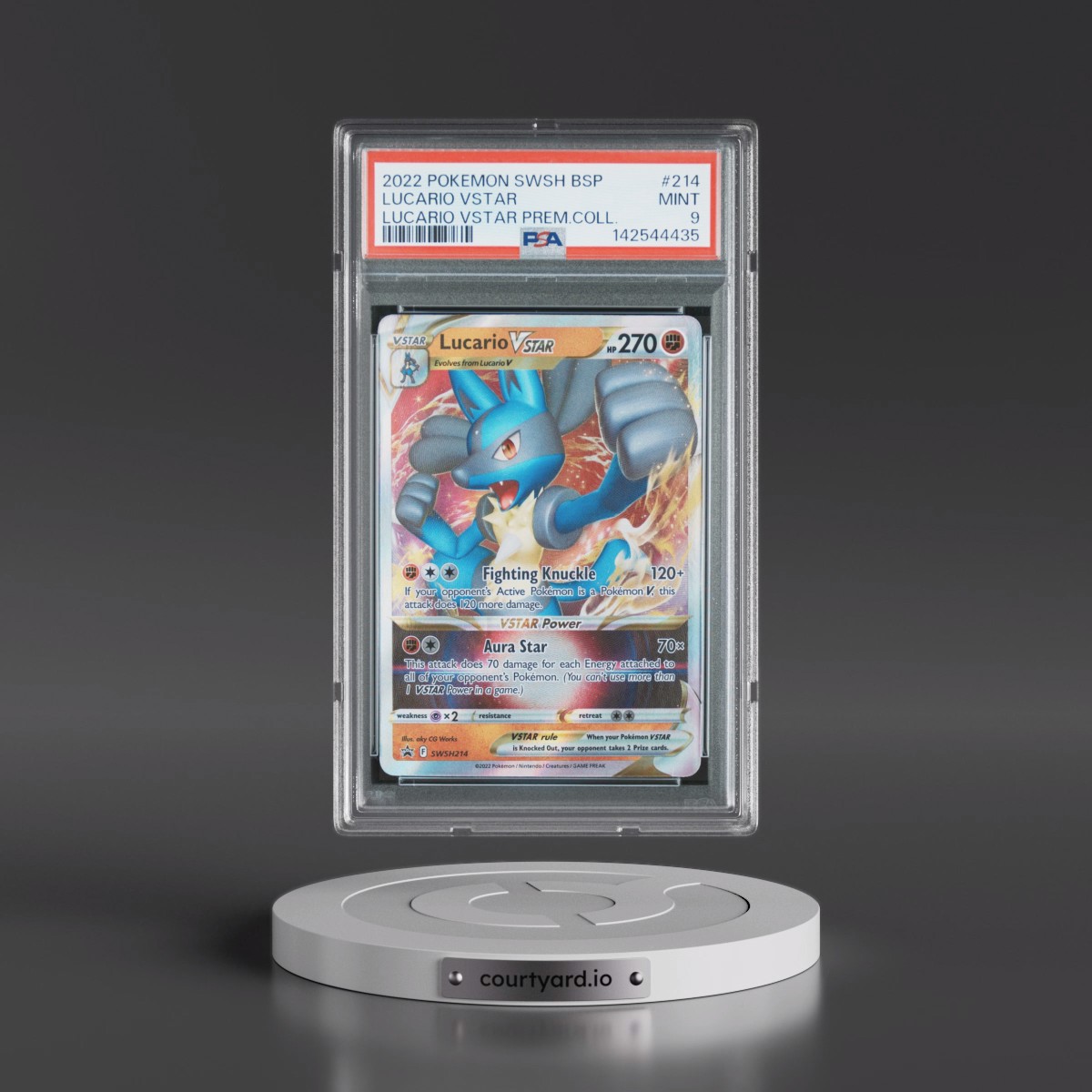 2022 Pokémon Swsh Black Star Promo #214 Lucario Vstar - Lucario Vstar Premium Collection (PSA 9 MINT)
